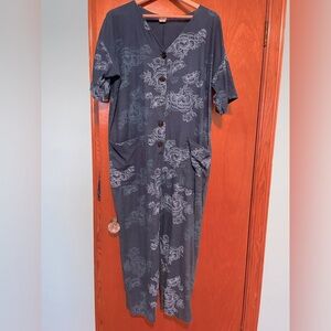 Screen-printed floral jumpsuit